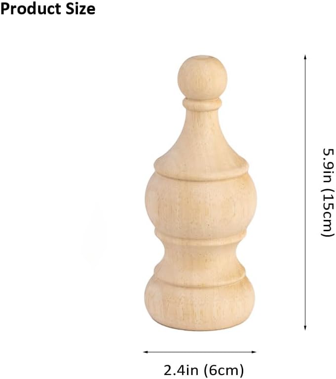 CRAPAPFERT 2 Pack Unfinished Wooden Finials for Bed Posts, 5.9" Tall x 2.4" Wide Decorative Wood Finials for Furniture, DIY Crafts & Home Decoration - Image 2